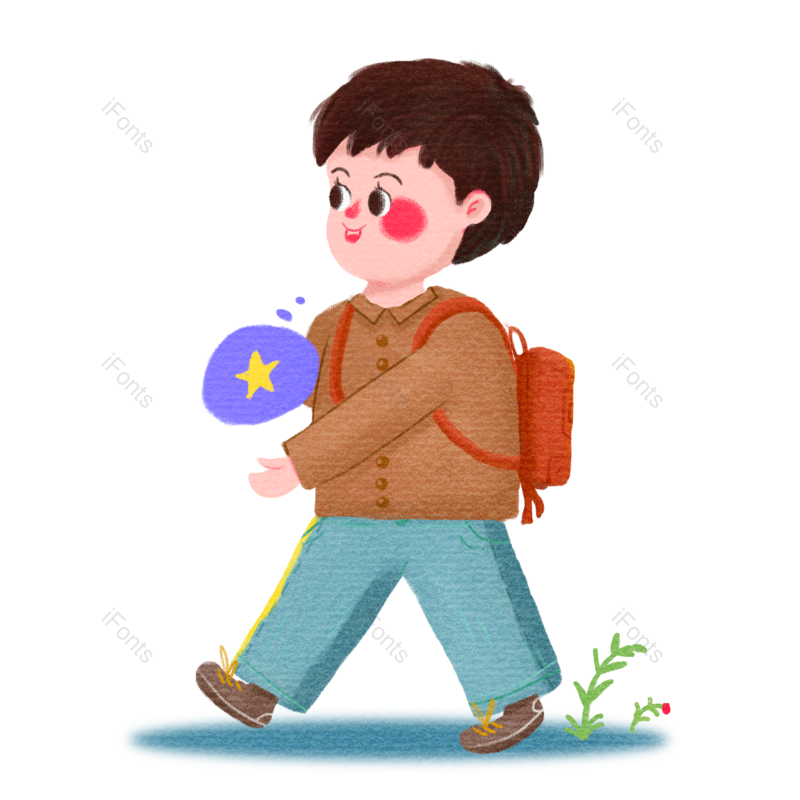 儿童图片,插画元素,上学PNG,小男孩免抠素材